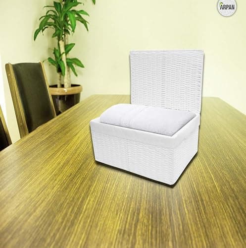 Arpan Paper Rope Woven Storage Xmas Hamper Basket Box with White Cloth Lining, Large, Medium, Small (Set of 3) thumbnail 6