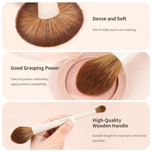 MAANGE Makeup Brush Set 14-In-7 Double Ended Essential Foundation Makeup Brushes for Powder Concealers Eye Shadows Blush Make Up Brushes with Travel Makeup Case thumbnail 5