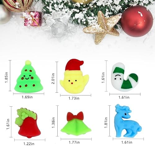 LAHAND 50 Pcs Christmas Mochi Squishy Toy Party Favors,Mini Squishies Cute Squeeze Toy Stress Reliever Anxiety Packs for Kid thumbnail 3