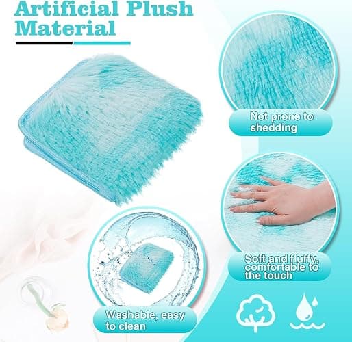2Pcs Tie-dye Blue Locker Accessories Rug for Middle High School Girls, 12'' | Cosweet Locker Decor, Anti Slip Square Fluffy Faux Fur Rug, Area Carpet, Aesthetic Nail Photography Props thumbnail 6