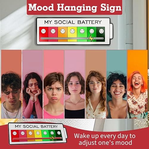 Acrylic Mood Door Sign for Creative Home Decor, 7 Emotion Expressions, Decorative Wall Art for Home and Office. (White) thumbnail 2