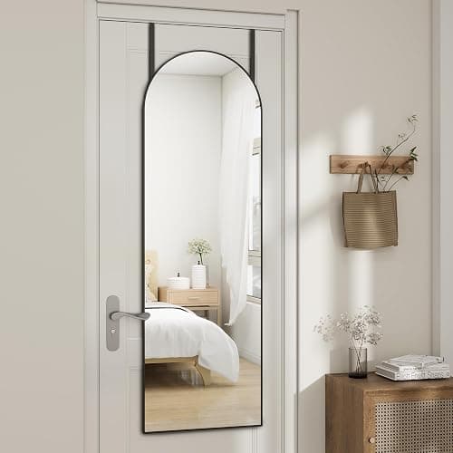 JAWGLOW Door Mirror, Arched Full Length Mirror Over The Door, 14"x 48" Hanging or Wall Mirrors, Full Body Mirrors - Black thumbnail 2