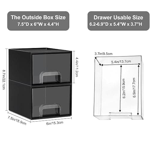 Vtopmart Black Small Stackable Storage Drawers, Cologne Organizer for Men,Plastic Containers for Vanity, Dresser,Office Desk,Bathroom Countertop Organization,Ideal for Room Decor,Gifts for Men thumbnail 3