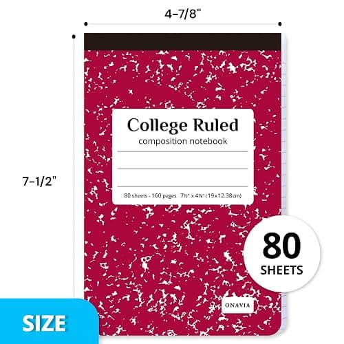 ONAVIA 6 Pack Half Size Composition Notebooks, Mini College Ruled Jr. Composition Notebooks, 80 Sheets Small Composition Notebook for Students, Homework, School Supplies, Office Notes, Assorted Colors thumbnail 2