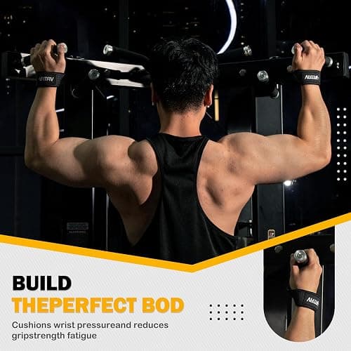 FITFIV Lifting Straps for Weightlifting, Lifting Wrist Straps for Gym Strength Training, Neoprene-padded Wrist Cushion - Men & Women thumbnail 3
