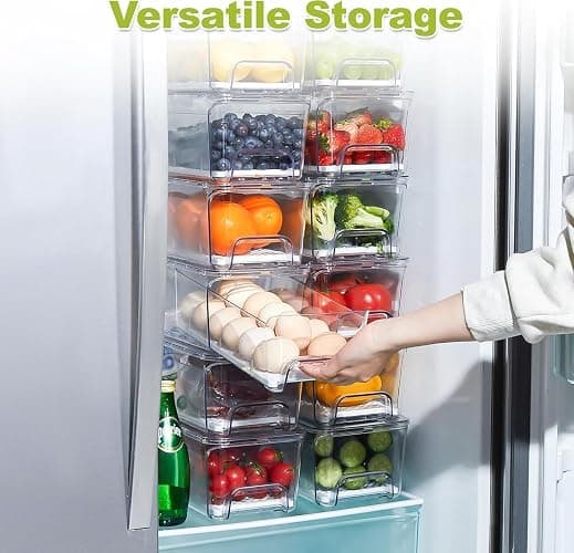 Brippo Pull-out Veggie Fridge Organizer Drawer 5-Pack | Stackable Fruit and Vegetables Refrigerator Organizer and Storage Containers, with Strainer Layer thumbnail 7