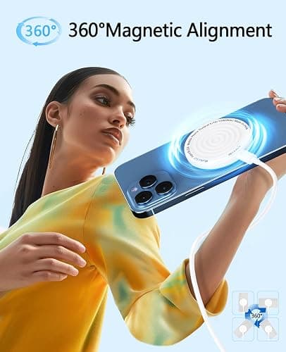 Magnetic Wireless Charger 15W with 20W Adapter & 6ft Cable – MagSafe Charger for iPhone 16/15/14/13/12 Pro/Max/Plus/Mini & AirPods 3/2/Pro – Fast Wireless Charging Pad for Home, Office, Travel thumbnail 5
