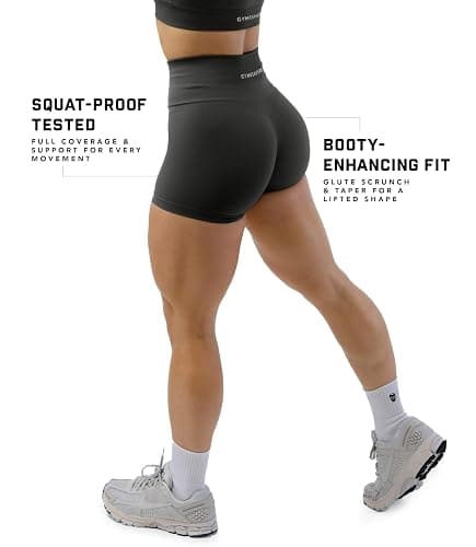 Gymreapers Athletic Seamless Shorts for Women - Squat Proof High Waisted Glute Scrunch, Quick Drying Biker, Yoga Running Gym thumbnail 2