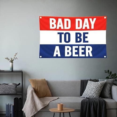 Pessbulmm Bad Day to Be a Beer Wall Flag 3x5FT Premium Polyester, 4 Brass Grommets, Funny Beer Decor for Man Cave, Home Bar, or Outdoor Party thumbnail 2