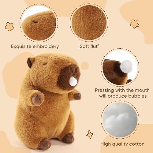 Sew Butiful Stuffed Capybara Plush, 8" Cute Plushie for Animal Themed Parties Teacher Student Award, Animal Toys for Baby, Boy, Girls, Great for Nursery, Room Decor, Bed thumbnail 6