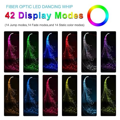 LQMEILI 6ft LED Fiber Optic Whip Dance Space Whip with 12 Colors, 36 Color Modes 360° Swivel Pixel Rave Whip Rave Lights for Gift,Dancing Parties, Music Festival, Christmas Carnival thumbnail 3