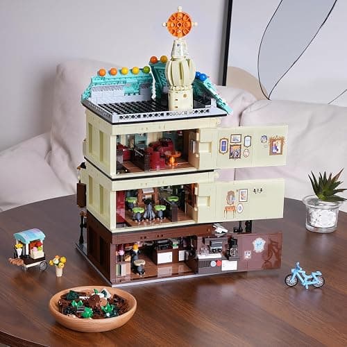 INSOON Flower Cafe House Building Set with Lights, 1876 PCS City Street Corner Shop Construction Model, Art Architecture Modular Building Block Kit Home Decor, Gift for Adults Teens Boys Girls 12+ thumbnail 8