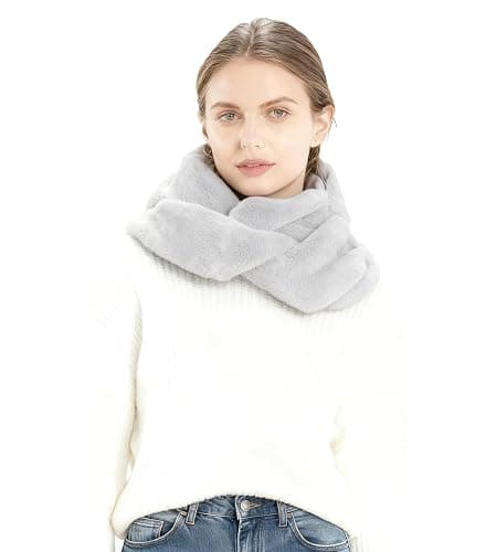 Lina & Lily Faux Fur Hood & Infinity Scarf Combo Winter Head Neck Wrap for Women thumbnail 6