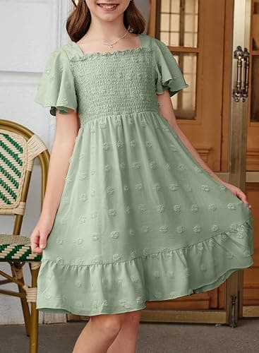 blibean Tween Girls Summer Dresses Kids Polka Dot Dress Size 6-15 Years thumbnail 2