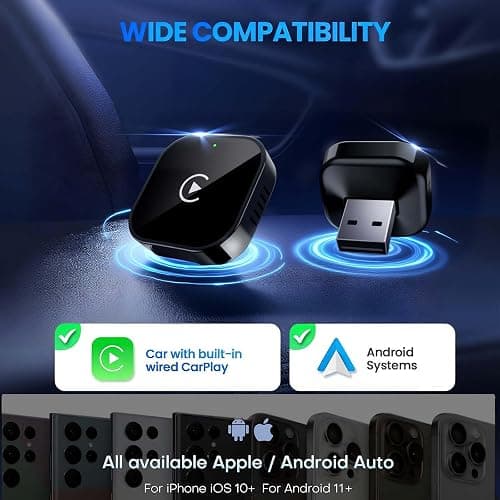 Yizro Wireless CarPlay Adapter for Apple iPhone ＆Android（2025-2026 Upgrade） Small Size, Plug and Play, Fast and Stable Connection Wireless Adapter for CarPlay＆Android thumbnail 2