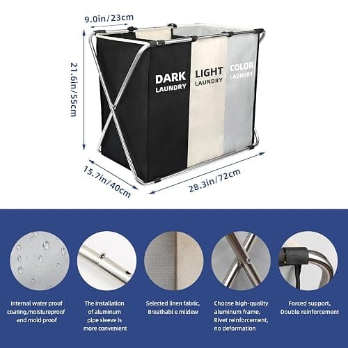 180L Large Laundry Basket, Freestanding Laundry Hamper, Collapsible Tall Clothes Hamper with Handles for Clothes Toys in the Dorm & Family Closet Storage Container and Organizer (1-Pack) thumbnail 2