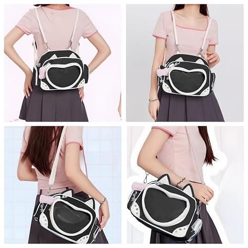 Kawaii Ita Bag Cat Pin Backpack Shoulder Crossbody Bag for Miku Anime Heart Clear Layer with Insert thumbnail 2
