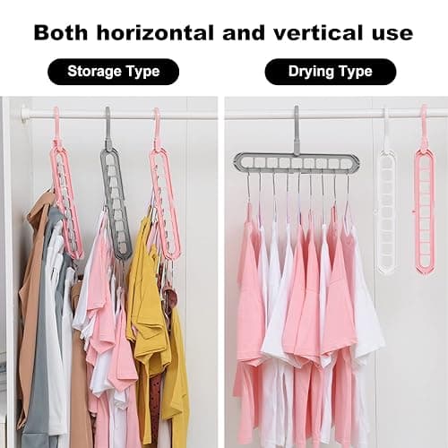 HEYHOUSE Closet Organizers and Storage,College Dorm Room Essentials,Pack of 6 Multifunctional Organizer Magic Space Saving Hangers with 9 Holes Storage Organization for Wardrobe Closet thumbnail 7
