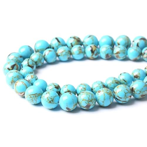4MM Blue Shell Turquoises Round Loose Beads Natural Gem Beads Crystal Energy Stone Beads for Jewelry Making DIY Bracelet Necklace thumbnail 2