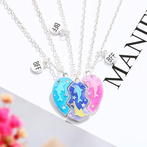 DOYYCA Friendship Necklace Best Friend Necklace for 3 Girls Magnetic Matching Heart Pendant BFF Necklaces for Sister thumbnail 3