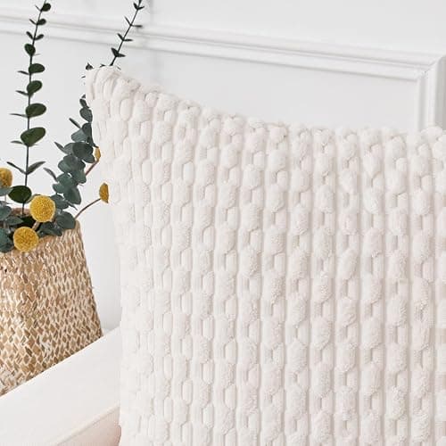 Kevin Textile 12x20 Inch Pillow Cover 1 Pack Boho Christmas Decorative Soft Striped Corduroy Lumbar Farmhouse Color Accent Rectangle Cushion Case for Living Room Couch Sofa Bed, Pure White thumbnail 3