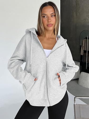 Trendy Queen Womens Zip Up Hoodies 2026 Oversized Sweatshirt thumbnail 3