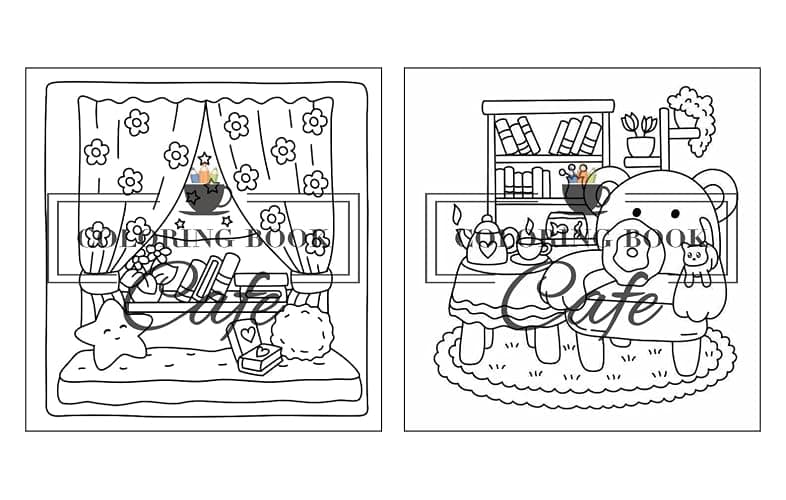 Cozy Corners: Coloring Book for Adults and Teens Featuring Super Cute Nooks and Hygge Spaces for Relaxation (Cute and Comfy Coloring Books) thumbnail 4