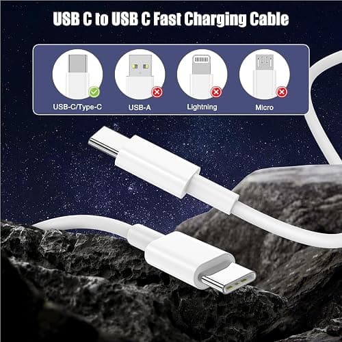 3-Pack [3.3FT+6.6FT+10FT] 60W USB C to USB C Cable, Type C to Type C Cable,Fast Charging Cable for iPhone 16 15 Pro Plus Pro Max，for Galaxy S24 S23 S22, for iPad Pro/Air, for MacBook Pro/Air and More - 10FT+6.6FT+3.3FT - White thumbnail 6