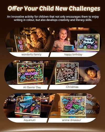 Lumiboards LED Drawing Board for Kids, 2026 New LED Note Board with Colors Doodle Glow Board, 12-inch Light Up Drawing Board with 7 Markers Pen & Tripod, Kids Gift for Birthdays,Christmas,Halloween thumbnail 3