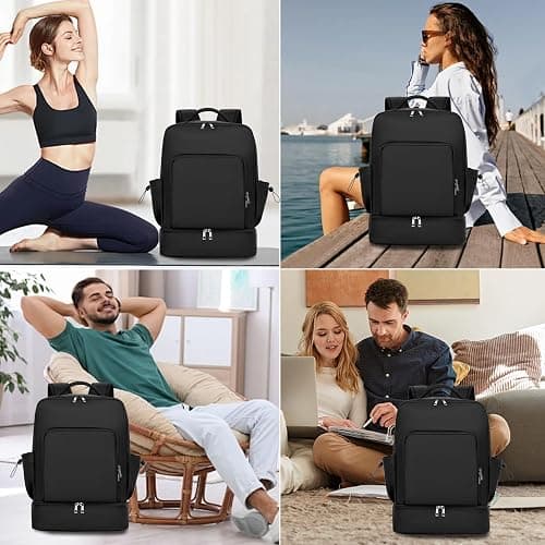seyfocnia Sac à dos de sport pour femmes et hommes, sac à dos léger avec compartiment pour chaussures, sac de sport imperméable, sac d'entraînement, sac à dos décontracté pour voyage, M thumbnail 6