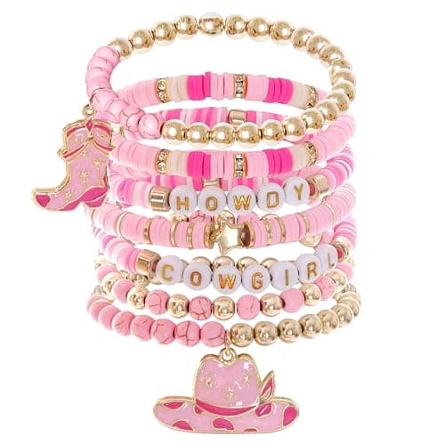 cnomg Western Cowgirl Bracelets Cowgirl Beaded Stretch Bracelets for Women Summer Beach Jewelry Accessories Christmas Birthday Gifts - Image 1