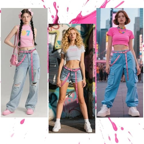 EpicCos Y2K Aesthetic Colorful Faux Leather Belt, Adjustable Star Decor Dopamine Waist Belt Street Style for Female thumbnail 3