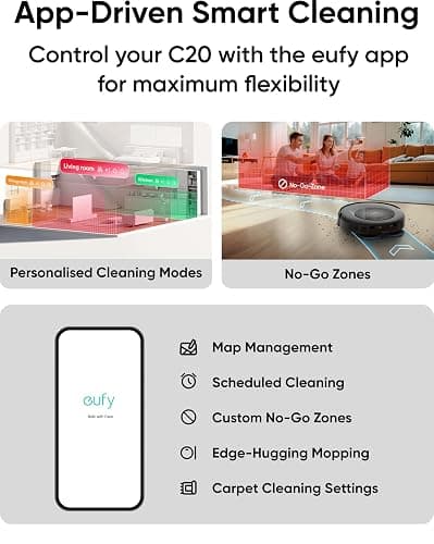 eufy Robot Vacuum Omni C20, Robot Vacuum and Mop Combo, Self Emptying, Auto Mop Washing and Auto Drying for Hands-Free Cleaning, 7000 Pa Powerful Suction, 3.35-Inch Design, All-in-One Station thumbnail 7