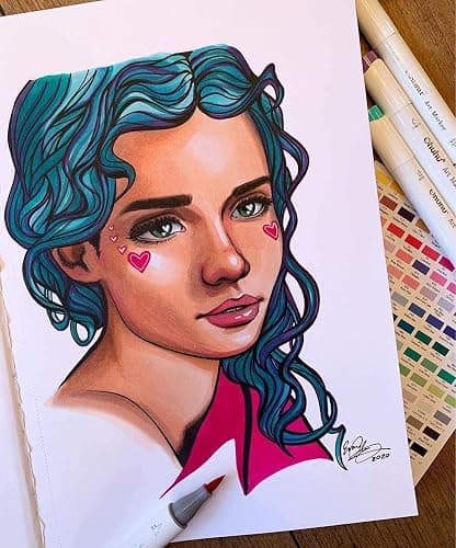 Ohuhu A4 Alkoholmarker Skizzenbuch - 200 g/m² säurefreies Papier, 156 Seiten (78 Blätter), 21x29,7 cm Hardcover mit Premium PU-Einband, Sketchbook für Aquarell, Marker & Illustration thumbnail 9