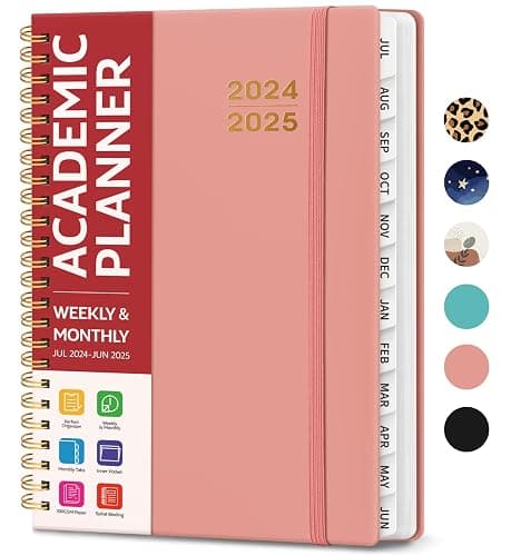 Academic Planner 2025-2026 For Women & Men, Monthly and Weekly Calendar Planner, Jul 2025 - Jun 2026, A5 (6.3" x 8.5"), Teacher Student Planning Book with Tabs, Ideal for Office School Supplies - Rose - Image 1