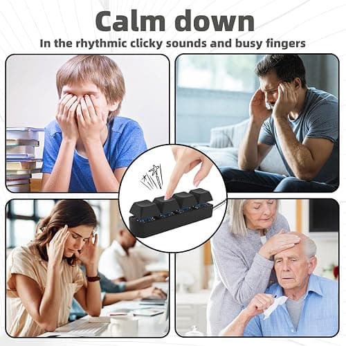 2Pcs Keyboard Fidget Toy, Fidget Toys, Quality and Built to Last, Clicky Fidgets Toy, Portable Fidgets Keyboard 4 Buttons with Keychain, Fashional Functional Gifts for Adults and Kids (Black Clicky) thumbnail 5