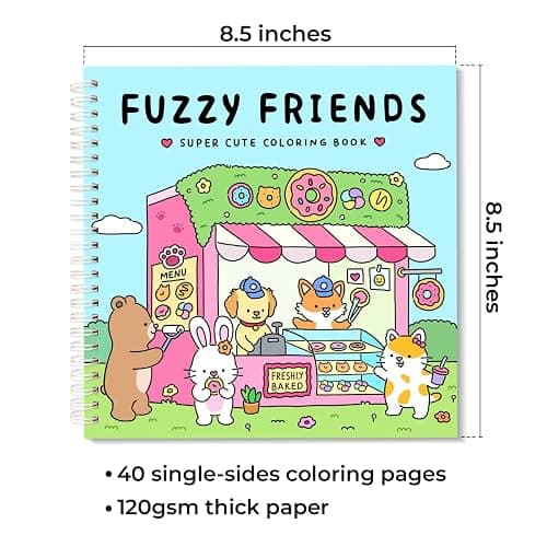 Fuzzy Friends Coloring Book with 2 Sets of Miniature Sticker Scenes for Adults & Teens thumbnail 3