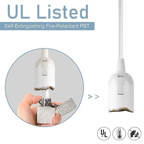 JACKYLED Extension Hanging Lantern Cord Cable 2-Pack 20ft UL 360W with E26 E27 Socket On/Off Button Pendant Lighting thumbnail 6