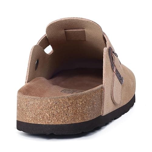 Litfun Women's Genuine Suede Clogs Soft Footbed Leather Potato Shoes Comfort Slip On Clogs with Arch Support thumbnail 5