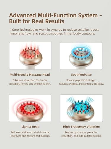Yuonry Lymphatic Drainage Massager & Anti Cellulite Massage Tool, Reduce Stretch Marks & Cellulite, for Legs, Arms & Belly, Body Sculpting Machine with Microcurrent, Light, Heat & Vibration,White thumbnail 4