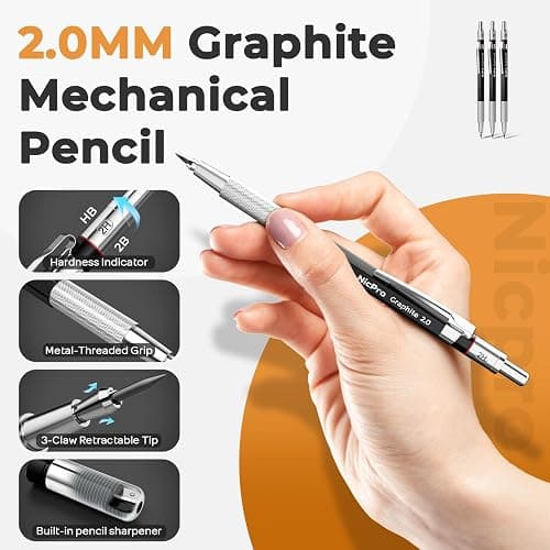 Nicpro 37PCS Art Drawing Supplies Kit, Metal Mechanical Pencil Set 0.5, 0.7, 0.9 & 2mm, 100 Sheets 9x12 Sketch book, 288PCS Leads, School Supplies Drawing Kit for Artist Adults Teens Kids Sketching thumbnail 2