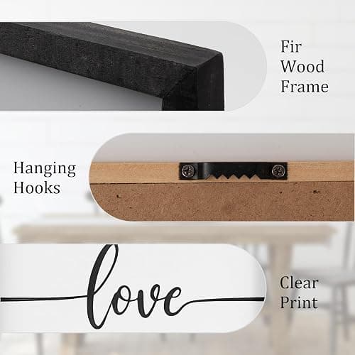 ZAZIWZ Set of 3 Bless The Food Before Us Sign Dining Room Wall Decor 12”x16” Farmhouse Kitchen Wall Decoration for Dining Room Wall Art Framed Wood Signs (bless food sign (black)) - bless food sign (black) thumbnail 4