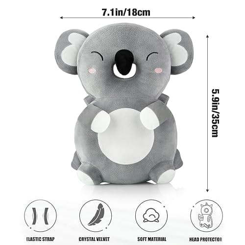 PandaEar Baby Head Protection Backpack, Toddler Walking Head Protector, Adjustable Head Protector Pad Safety Cushion (Koala Grey) thumbnail 3