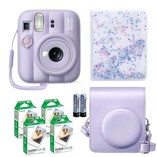 Fujifilm Instax Mini 13 Instant Camera Dreamy Purple + Fuji Film Value Pack (40 Sheets) + Tudak Accessories Bundle, Incl. Compatible Carrying Case, Quicksand Beads Photo Album 64 Pockets - Image 1