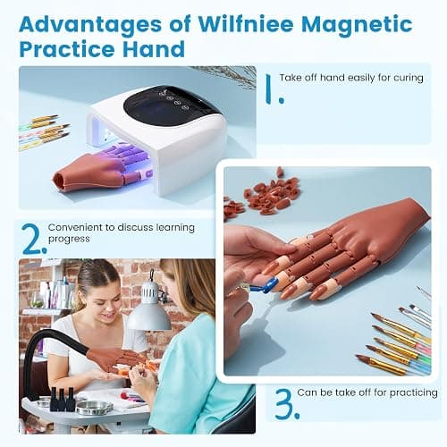 Wilfniee Magnetic Practice Hand for Acrylic Nails: Flexible Fake Nail Training Hand Practice - Manicure Hand Practice Kit for Beginners thumbnail 4