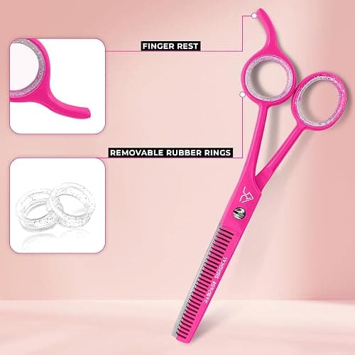 Professional Hairdresser Thinning Scissors 6.5'' - Pink Hair Cutting Thinning Shears, Japanese Stainless Steel Barber Thinning Scissor for Men & Women (Thinning Scissors, Japanese, B-5) thumbnail 5