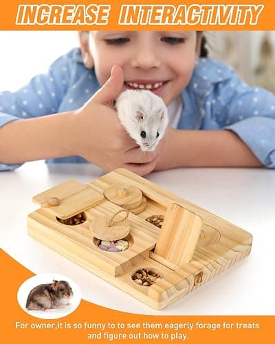 MWAOWM Guinea Pig Foraging Toys, 6 in 1 Hamsters Wooden Interactive Enrichment Toys, Treat Dispenser for Small Animal, for Rabbits, Bunny, Chinchillas, Rats and Gerbils thumbnail 7