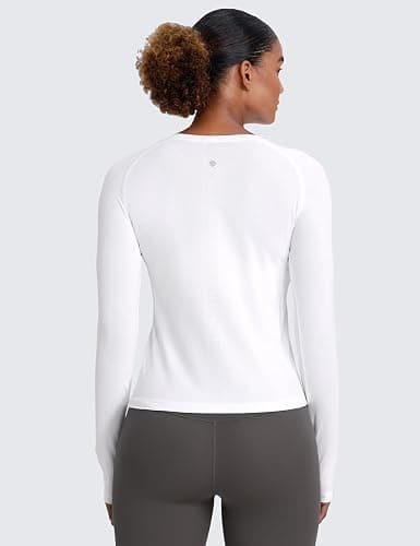 CRZ YOGA Seamless Long Sleeve Shirts for Women Waist - Workout Athletic Running Gym Yoga Tops Crewneck Breathable Quick Dry thumbnail 2