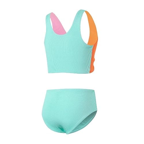 J.E Sterguard Two Piece Swimsuits Teen Bikini Color Block Girls' Swimwear Ribbed Swimsuits Size 8-16 thumbnail 4