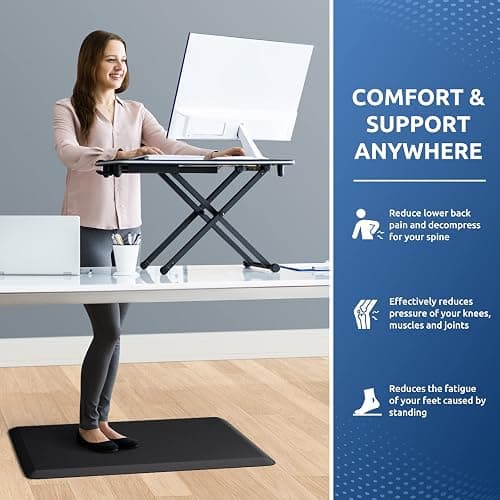 KitchenClouds Kitchen Mat Cushioned Anti Fatigue Rug 17.3"x28" Waterproof, Non Slip, Standing and Comfort Desk/Floor Mats for House Sink Office (Black) thumbnail 4